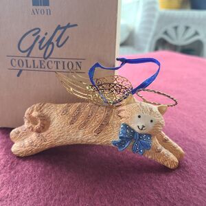 Avon Vintage 1997 Angel Pet Cat Christmas Ornament Cat In Heaven Rainbow Bridge